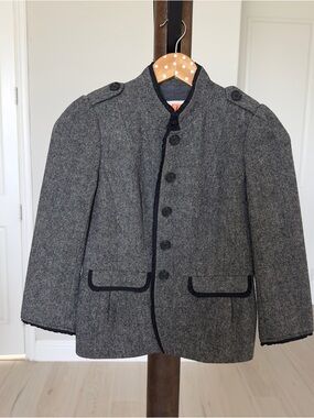 LOFT Gray Wool-Blend Military Peacoat